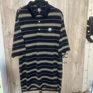 FootJoy Polo Shirt Mens Large Navy Striped Golf Performance